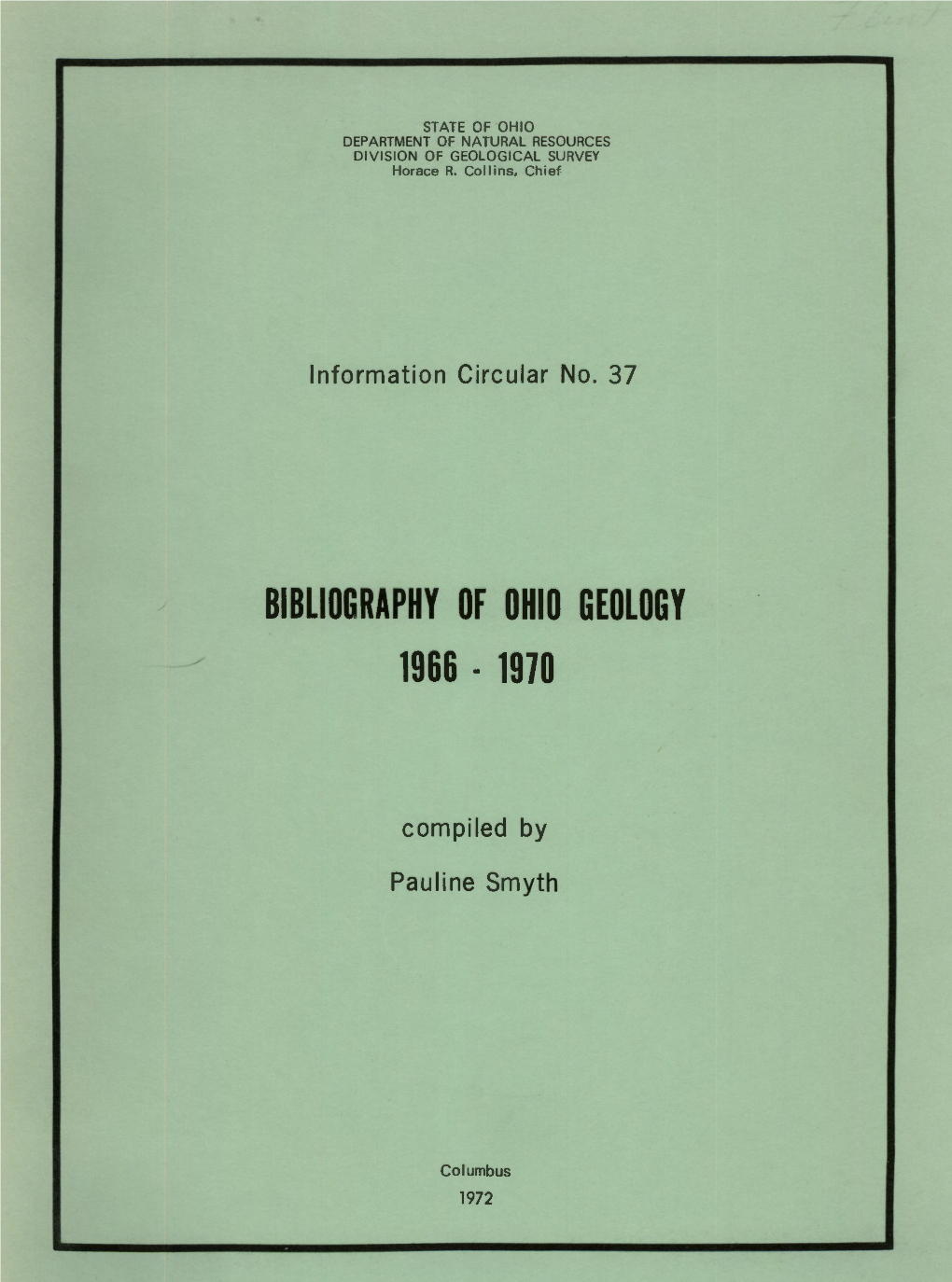 Bibliography of Ohio Geology 1966