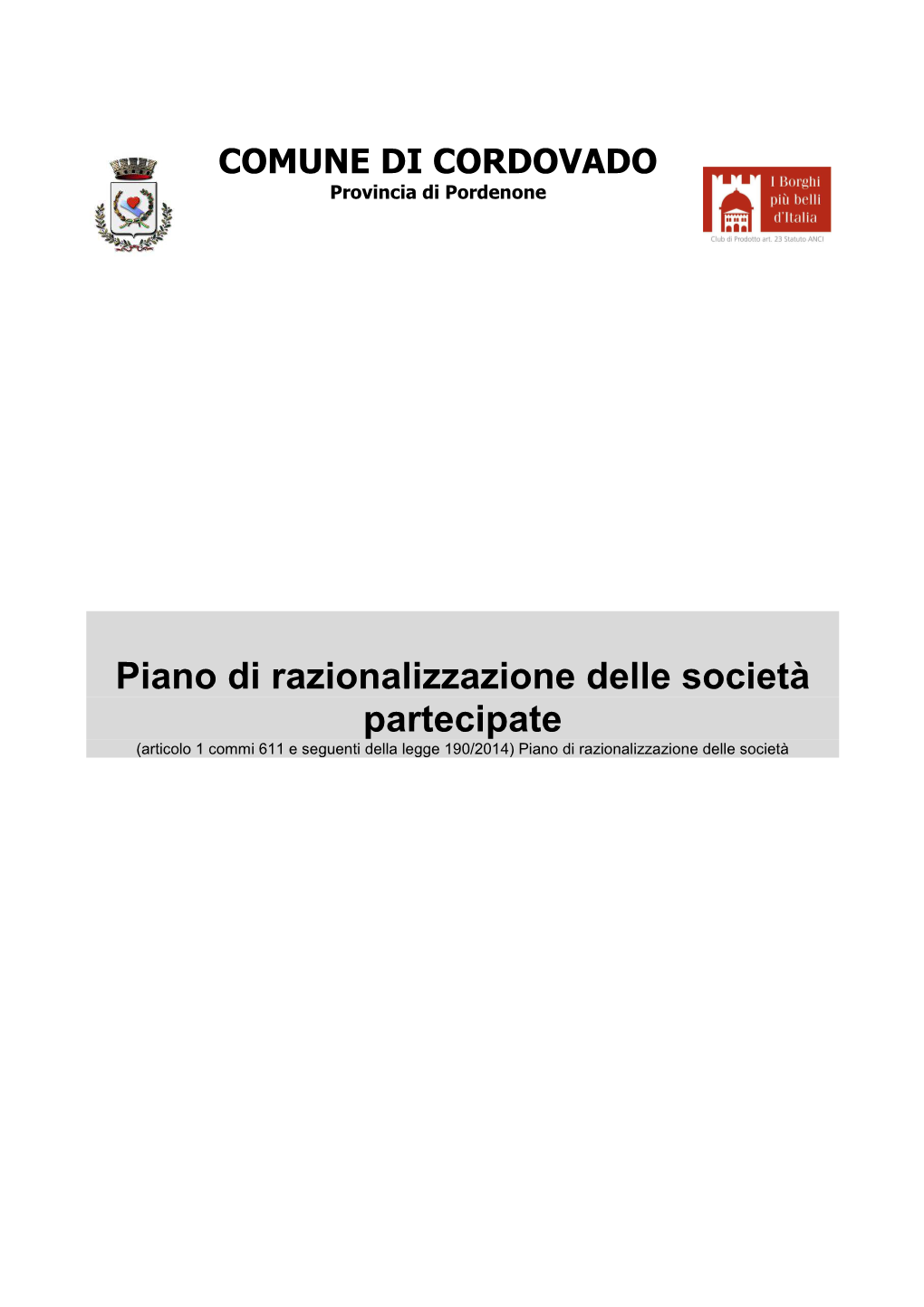 Piano Comune Di Cordovado