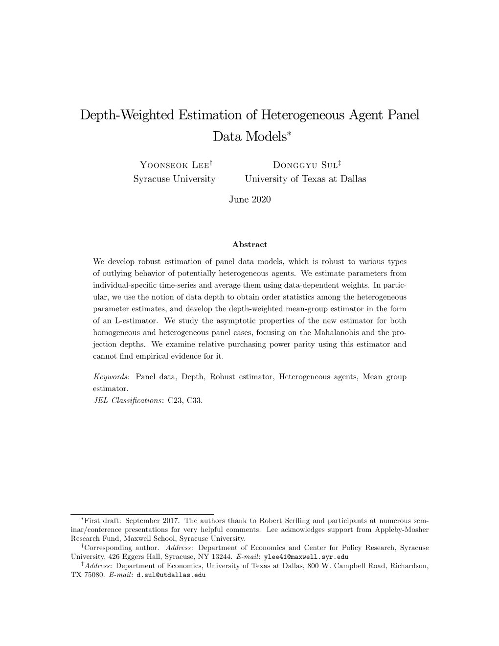 Depth-Weighted Estimation of Heterogeneous Agent Panel Data