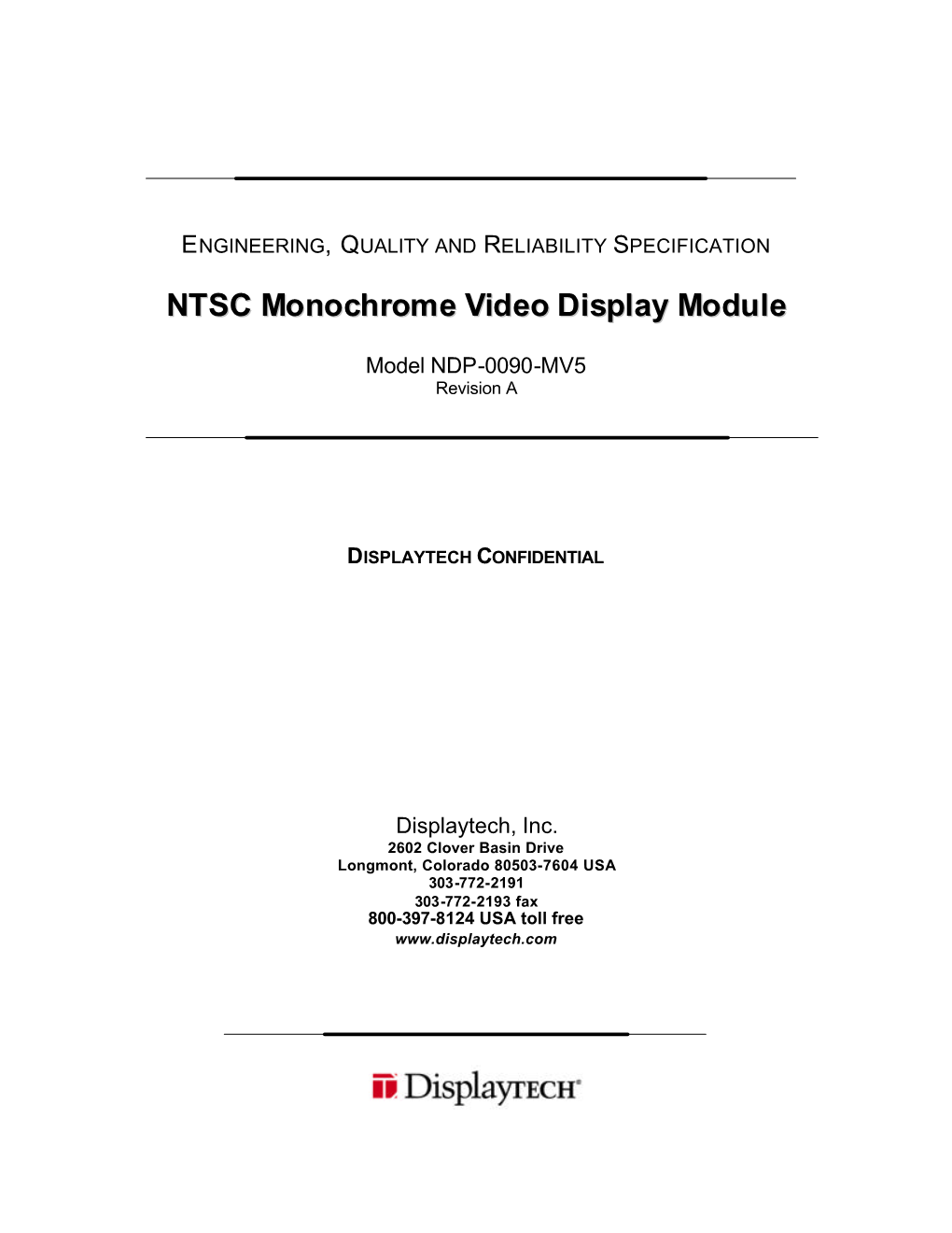 NTSC Monochrome Video Display Modul Ee