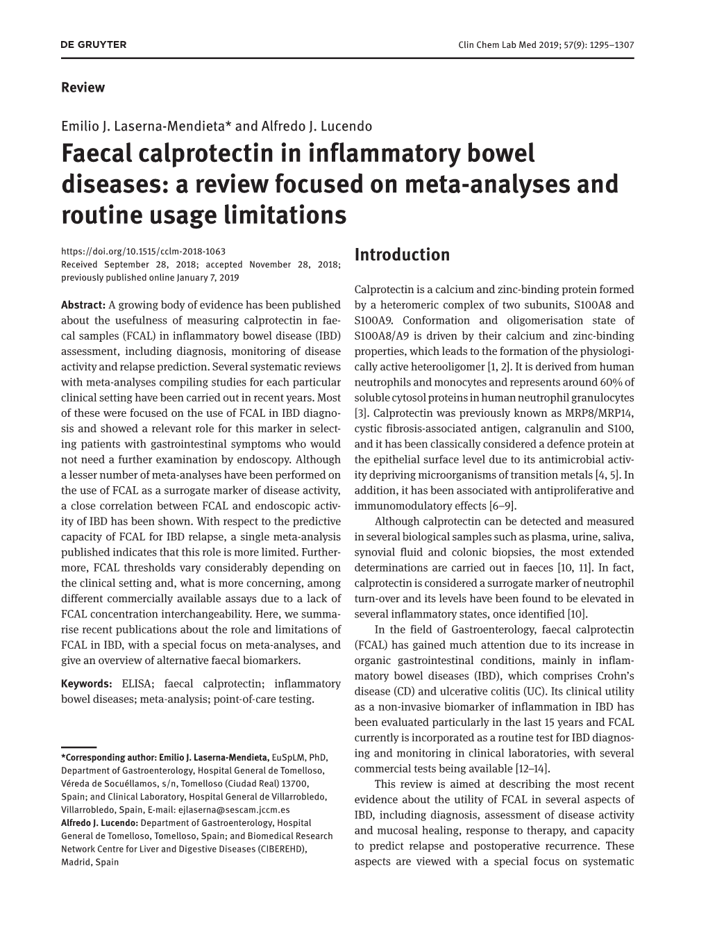 Faecal Calprotectin in Inflammatory Bowel Diseases