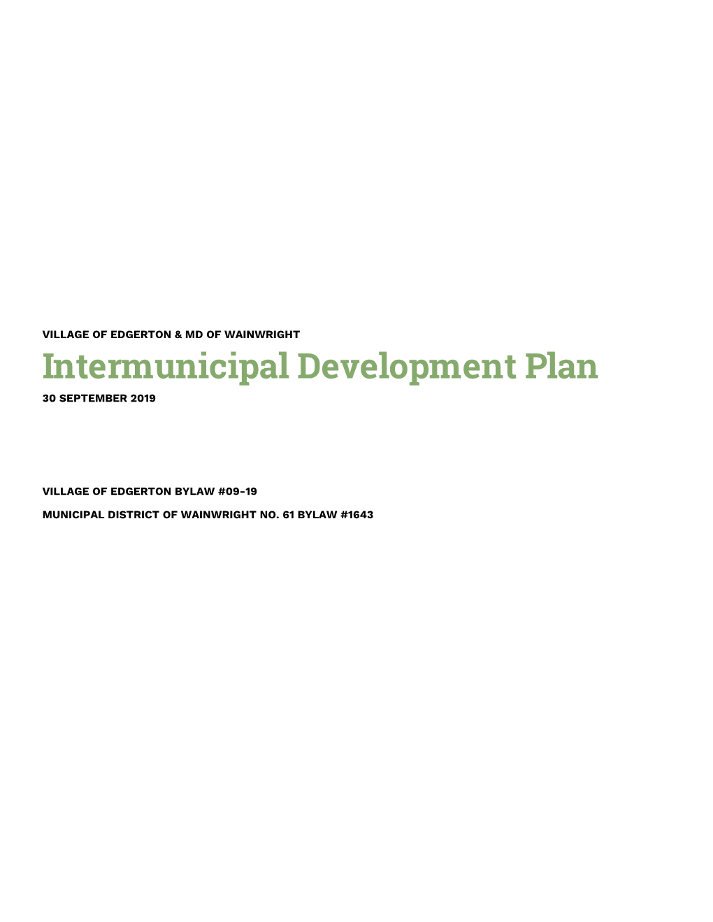 Intermunicipal Development Plan 30 SEPTEMBER 2019
