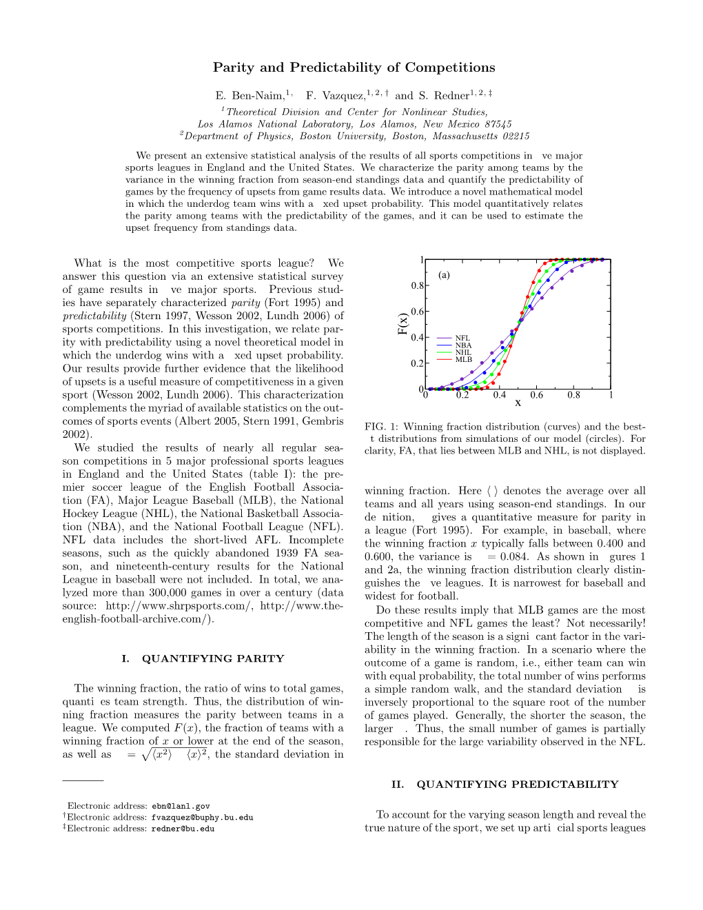 Parity and Predictability of Competitions