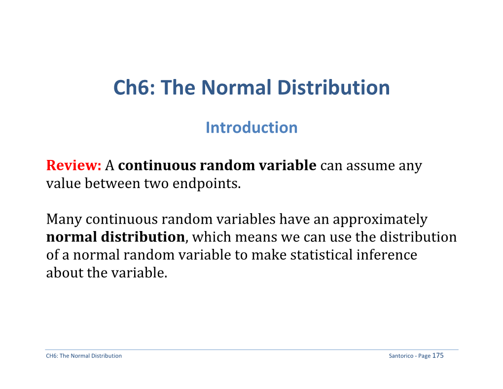 Ch6: the Normal Distribution