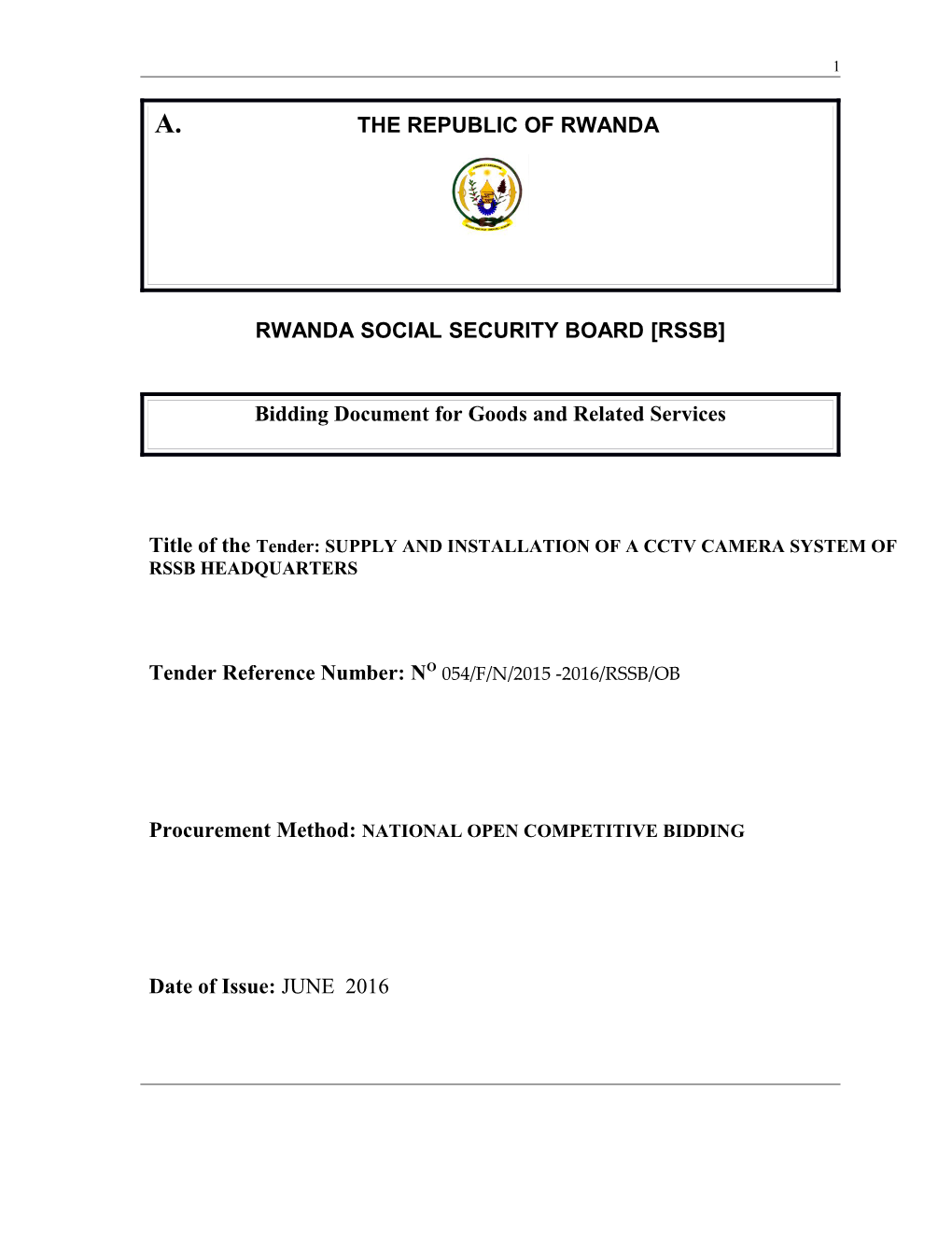 Bidding Document for Goods and Related Services