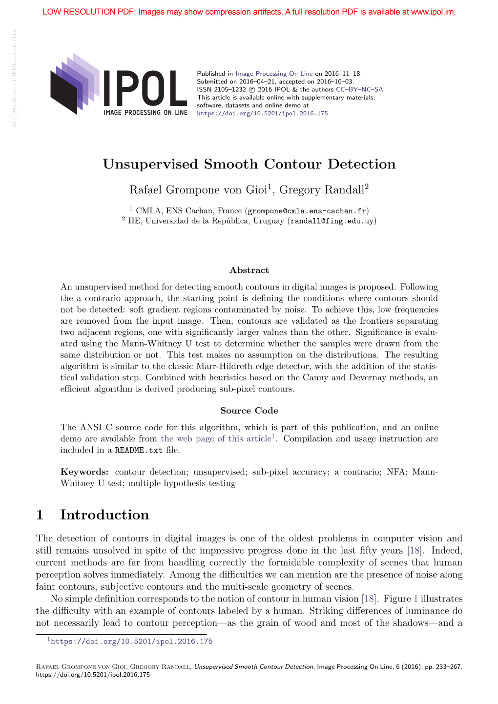 Unsupervised Smooth Contour Detection