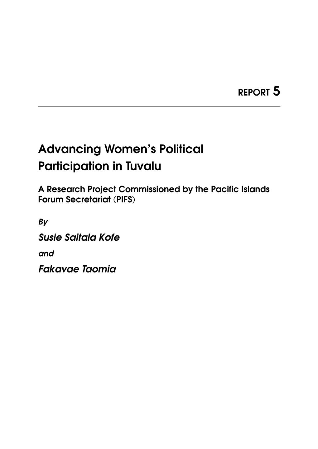 Advancing Women's Political Participation in Tuvalu