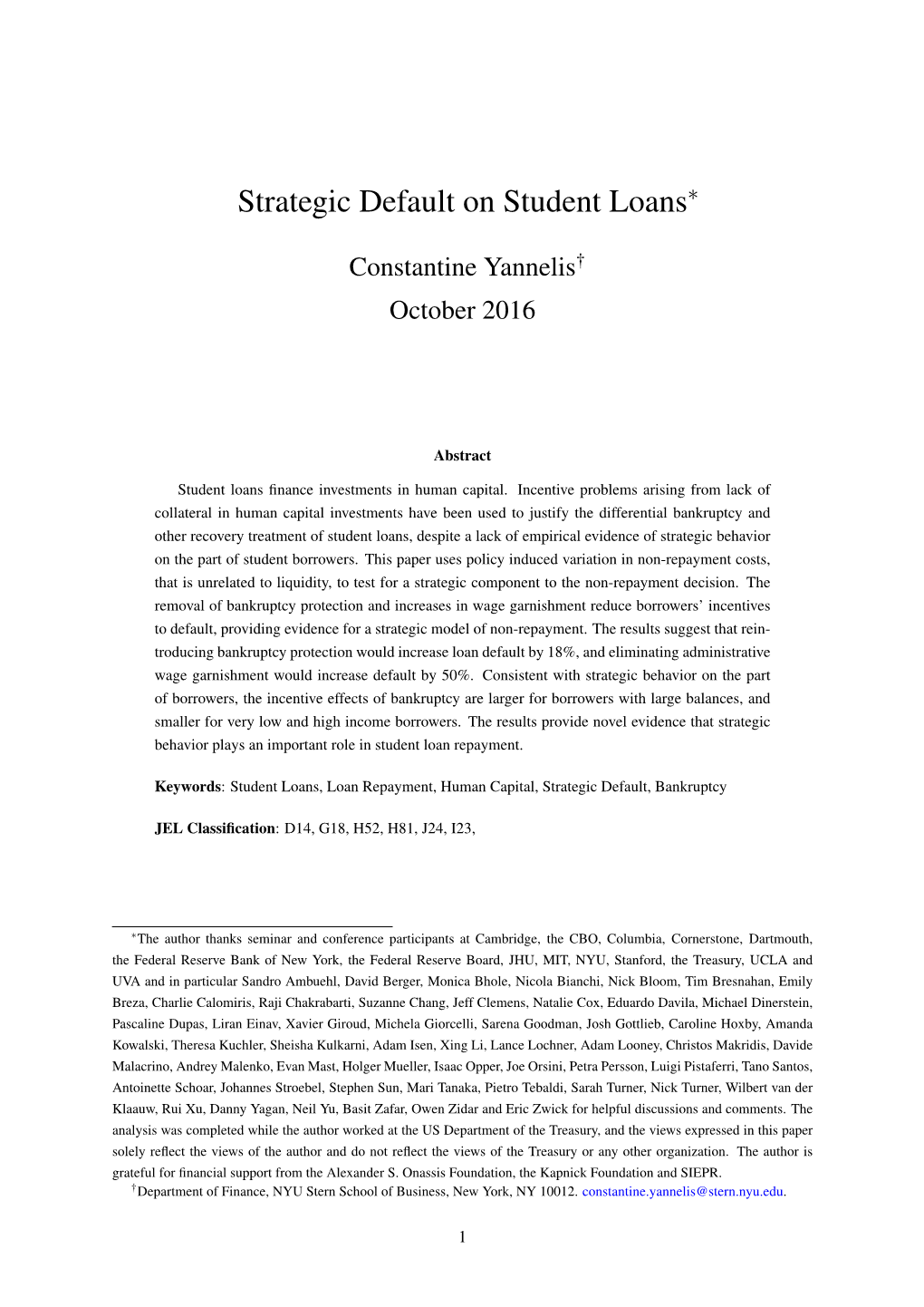 Strategic Default on Student Loans∗
