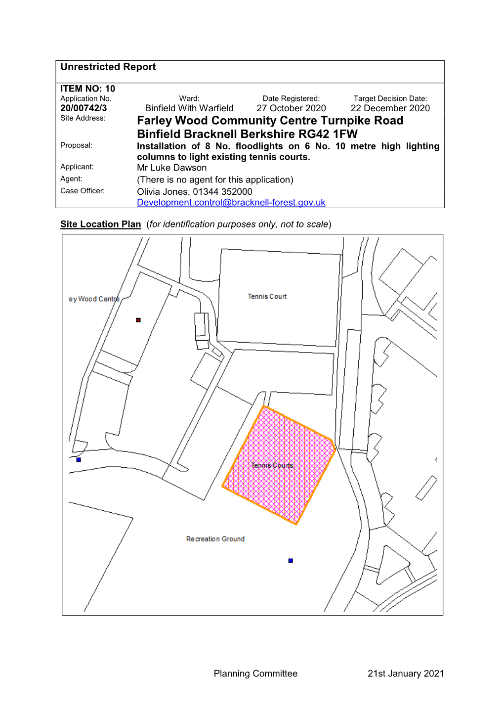 20/00742/3 Farley Wood Community Centre, Turnpike Road, Binfield