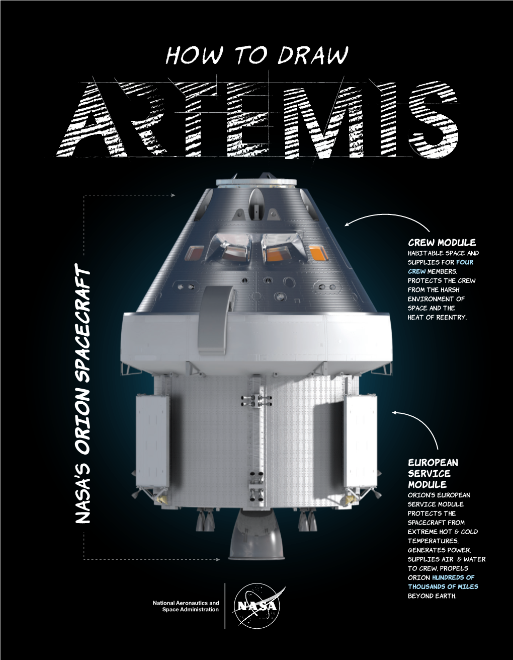 Draw Artemis: Orion Spacecraft