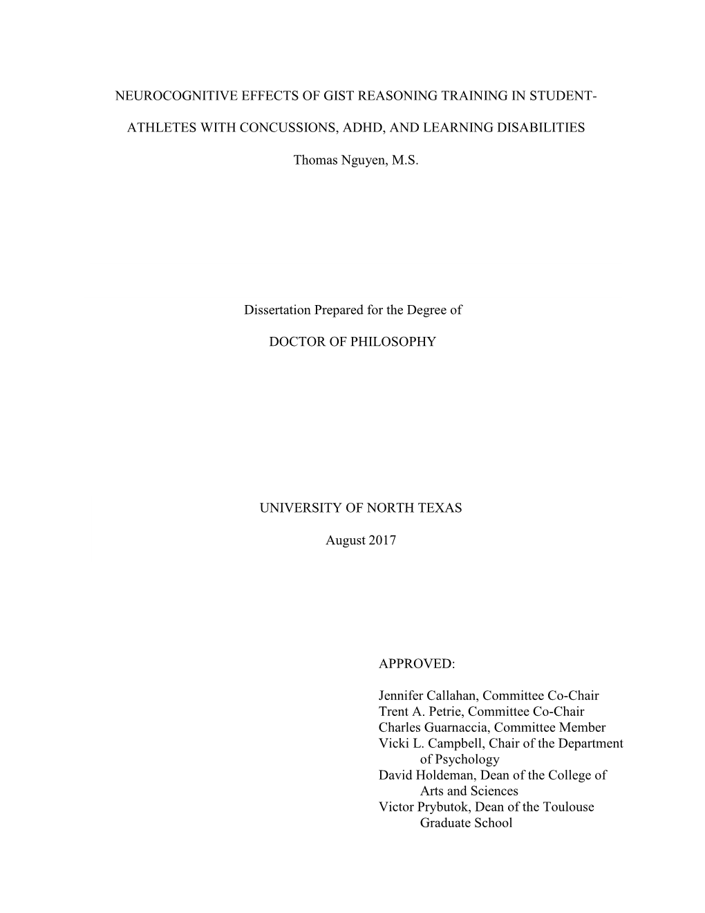 Neurocognitive Effects of Gist Reasoning Training in Student