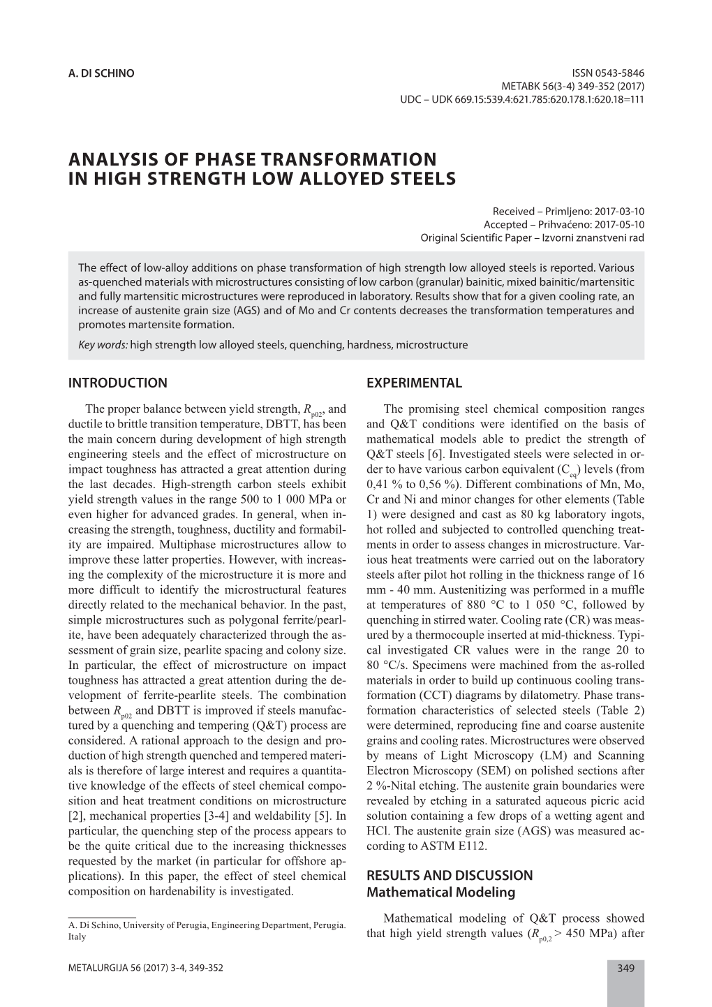 Analysis of Phase Transformation in High Strength Low Alloyed Steels