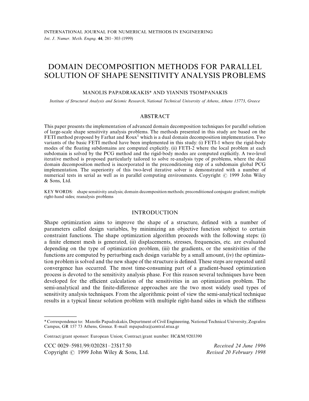 Domain Decomposition Methods for Parallel Solution of Shape Sensitivity Analysis Problems