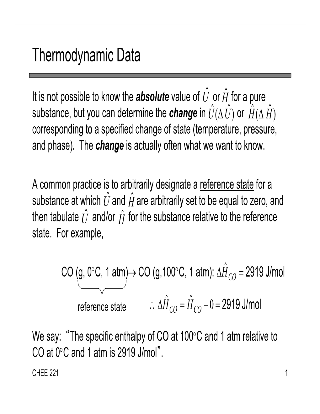 Thermodynamic Data