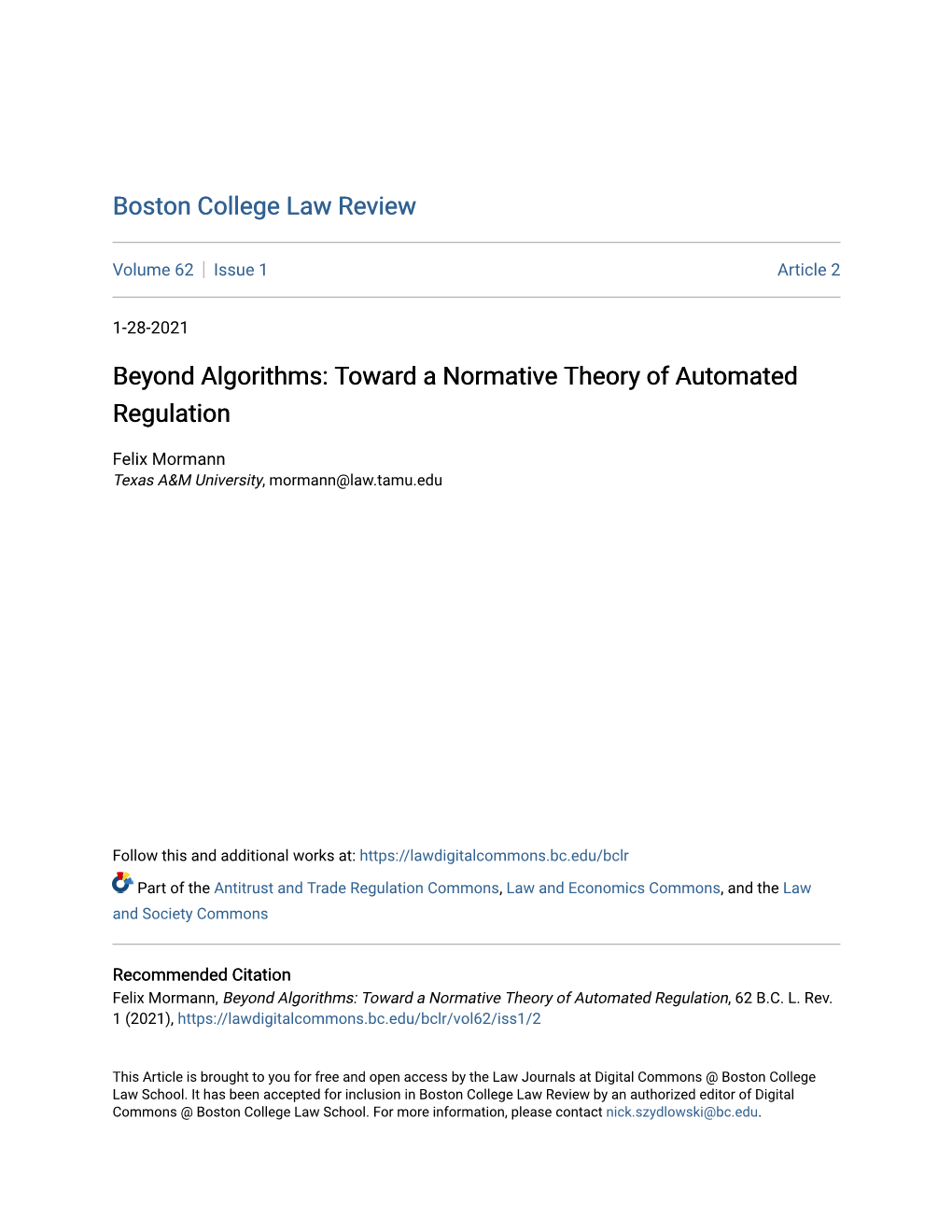 Beyond Algorithms: Toward a Normative Theory of Automated Regulation