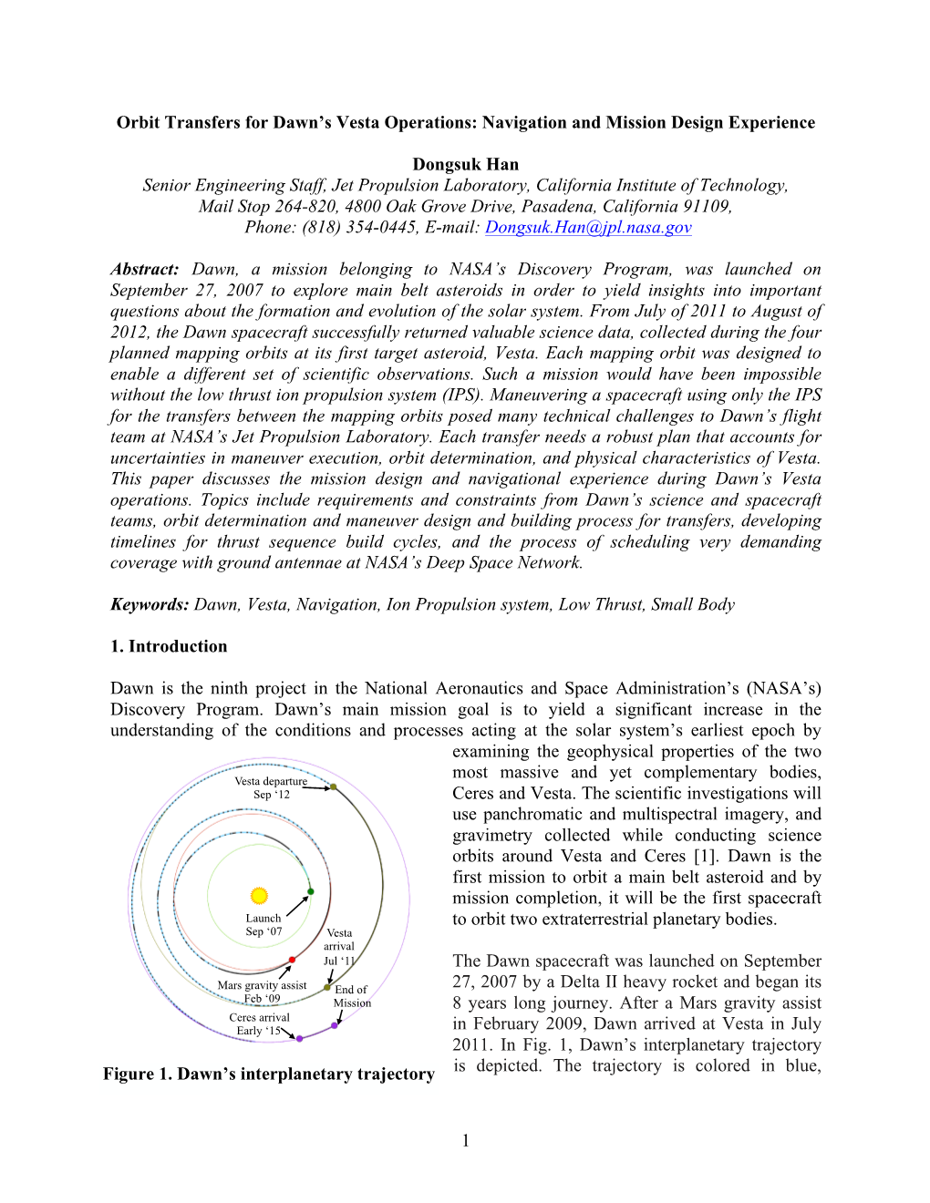 1 Orbit Transfers for Dawn's Vesta Operations: Navigation and Mission