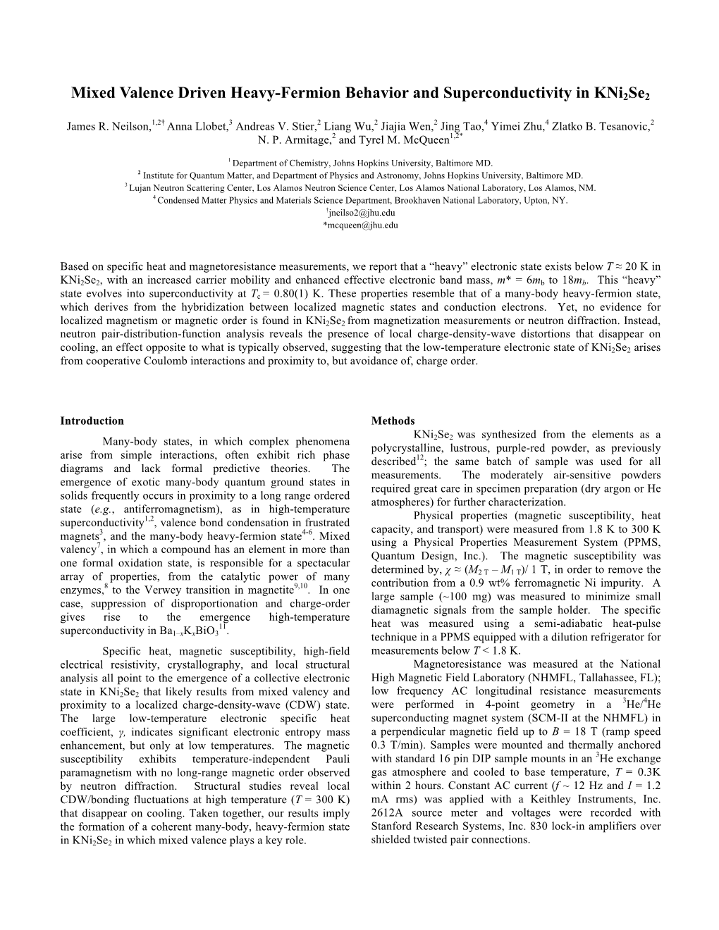 Mixed Valence Driven Heavy-Fermion Behavior and Superconductivity in Kni2se2