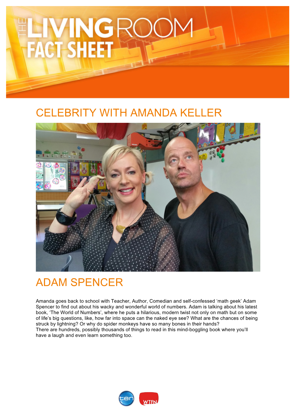 Celebrity with Amanda Keller Adam Spencer