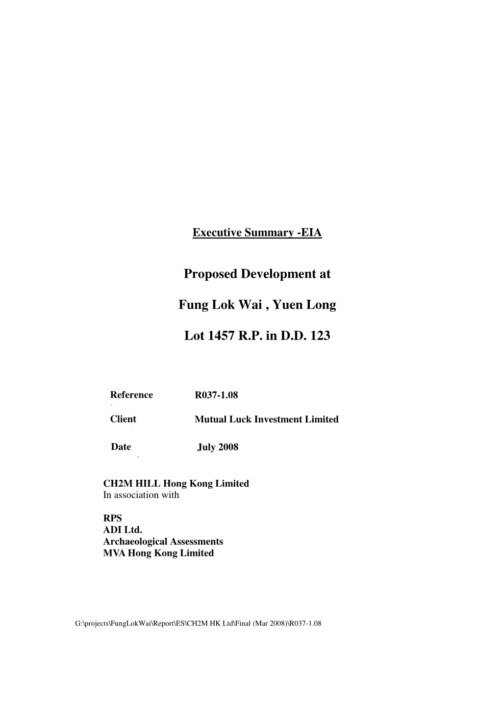 Proposed Development at Fung Lok Wai , Yuen Long Lot 1457 R.P. In
