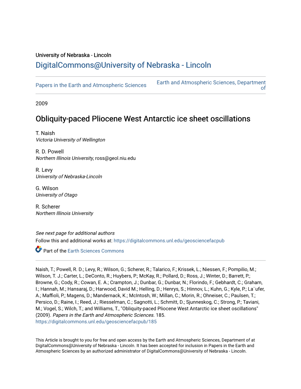 Obliquity-Paced Pliocene West Antarctic Ice Sheet Oscillations