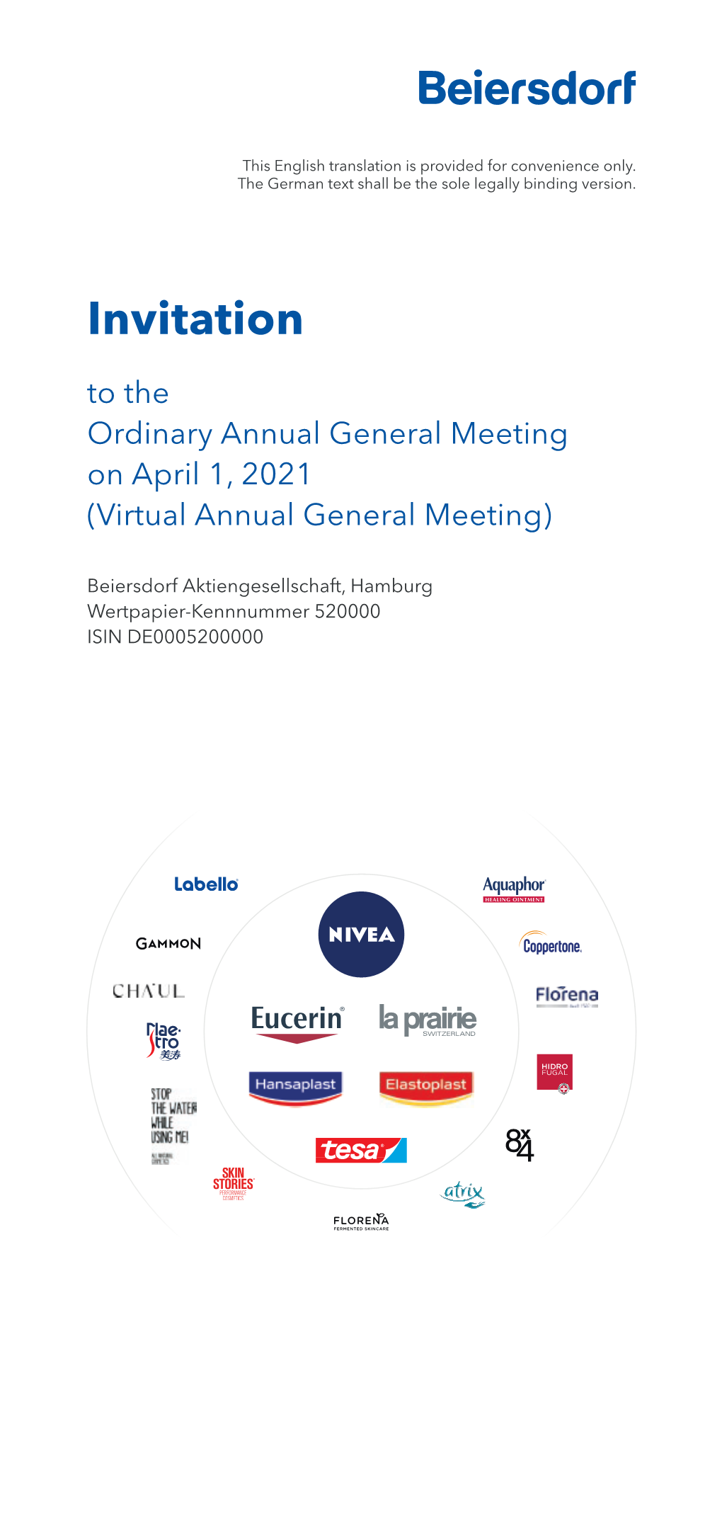 Invitation to the Ordinary Annual General Meeting on April 1, 2021 (Virtual Annual General Meeting)