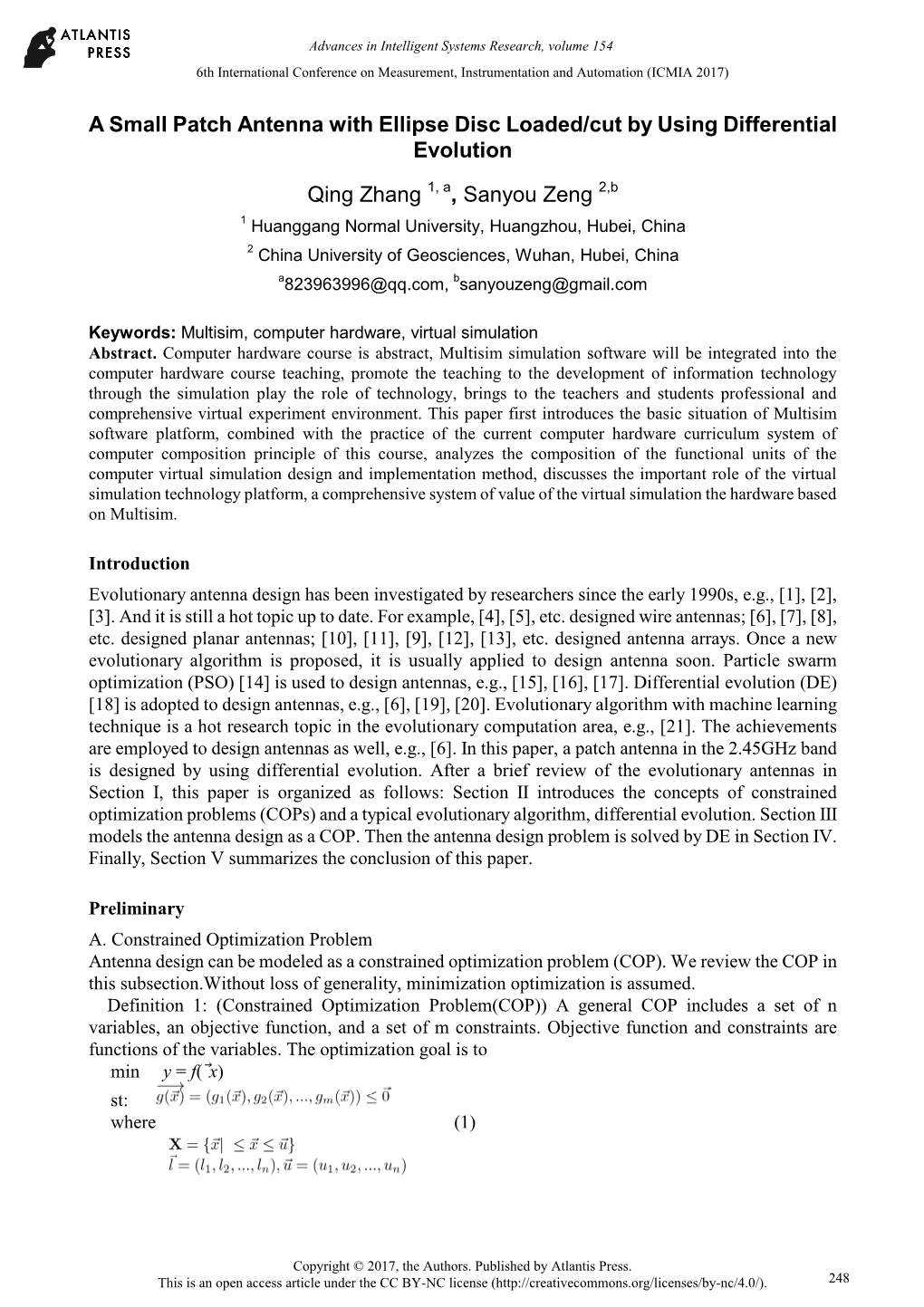 A Small Patch Antenna with Ellipse Disc Loaded/Cut by Using Differential Evolution