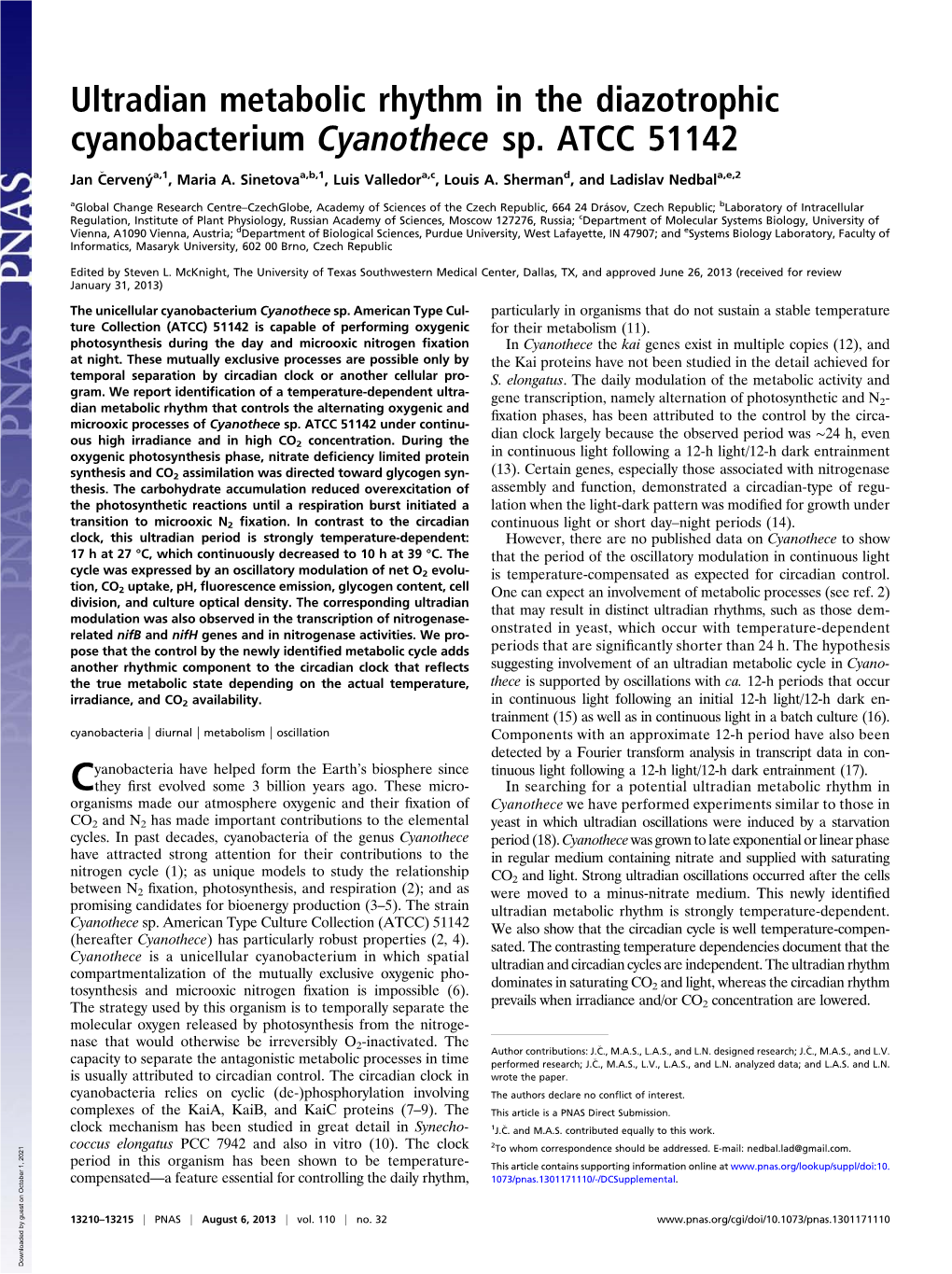 Ultradian Metabolic Rhythm in the Diazotrophic Cyanobacterium Cyanothece Sp