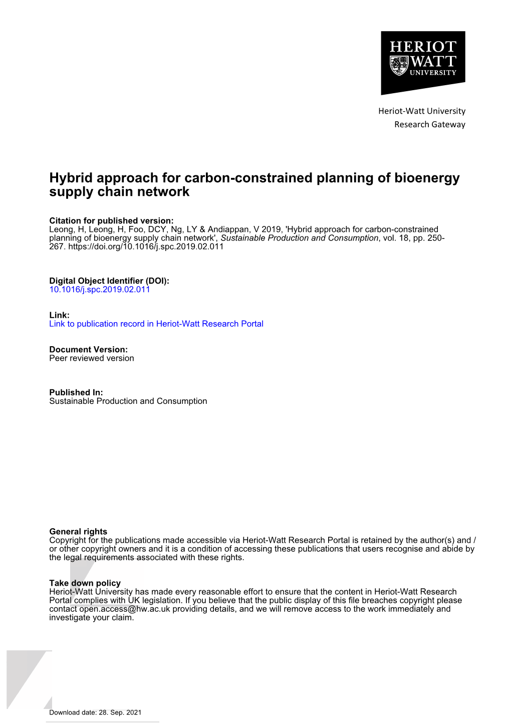 Hybrid Approach for Carbon-Constrained Planning of Bioenergy Supply Chain Network