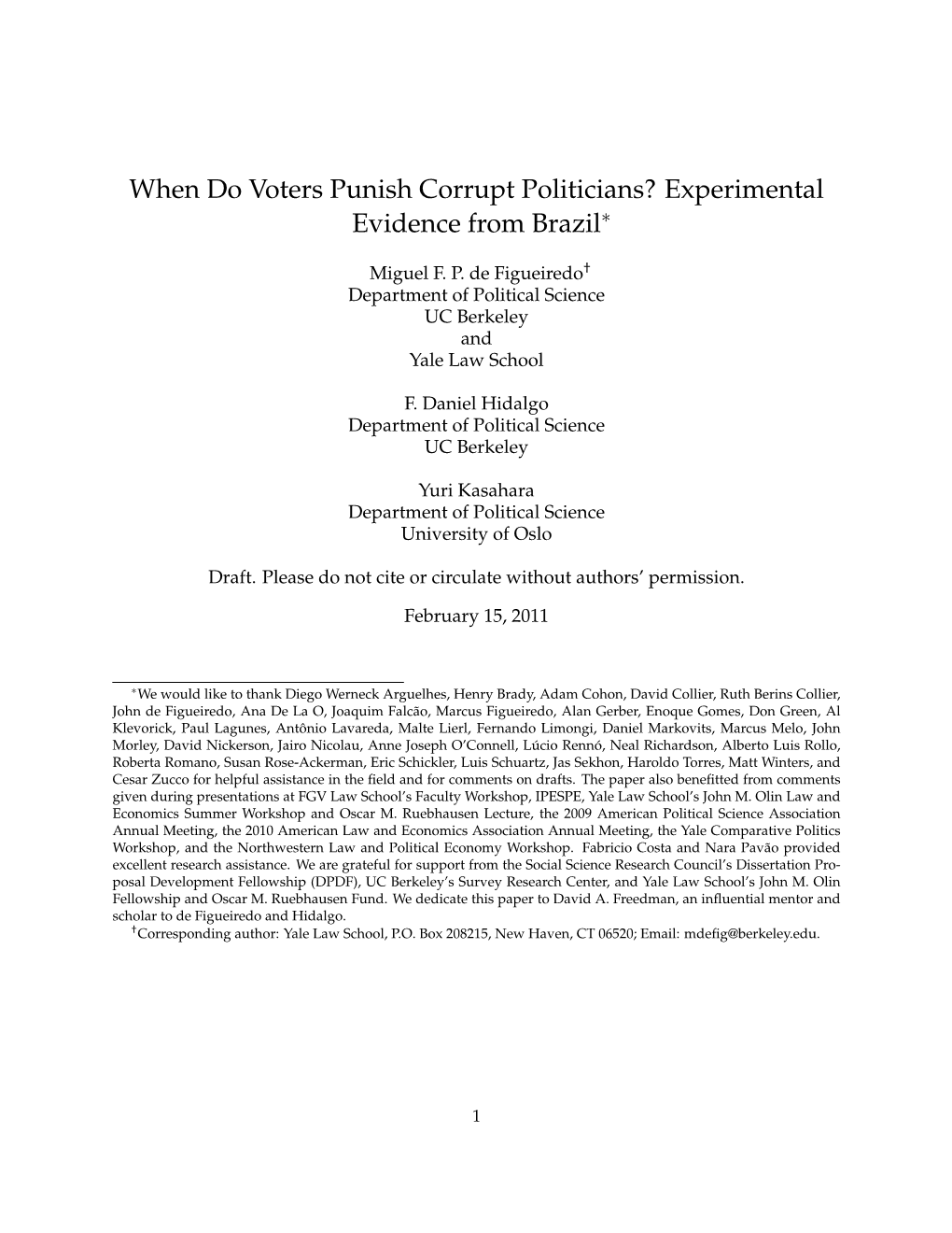 When Do Voters Punish Corrupt Politicians? Experimental Evidence from Brazil∗