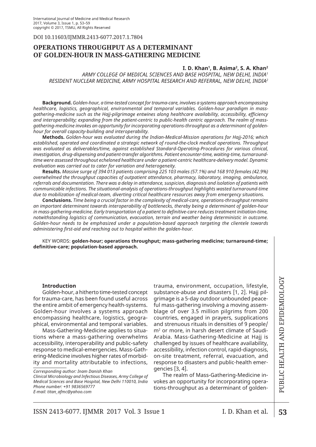 Operations Throughput As a Determinant of Golden-Hour in Mass-Gathering Medicine