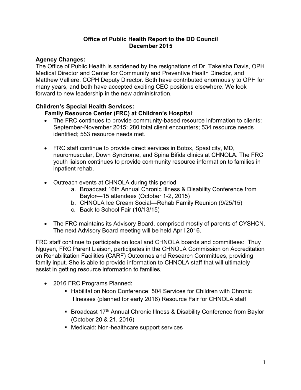 Nutrition Services Key Personnel Monthly Report