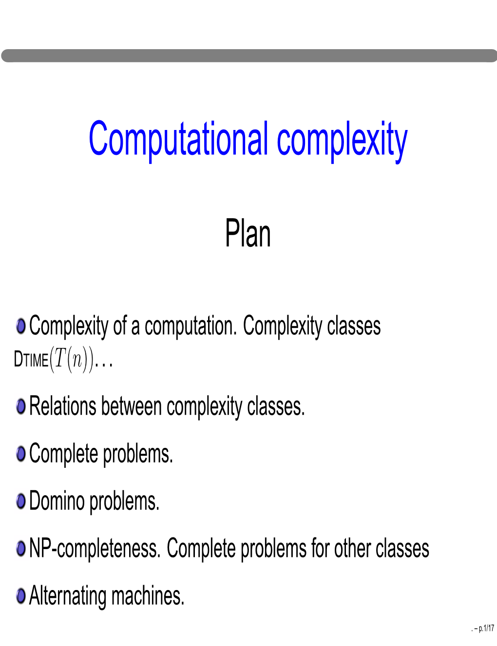 Computational Complexity