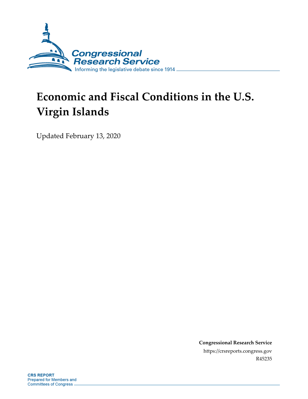 Economic and Fiscal Conditions in the U.S. Virgin Islands