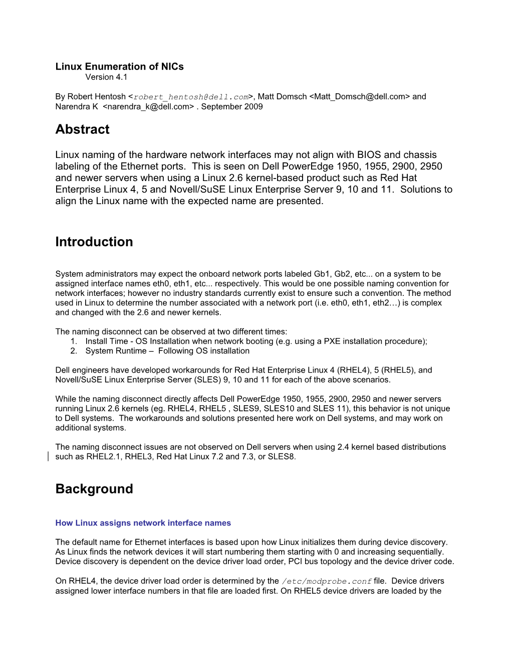 Linux Enumeration of Nics Version 4.1