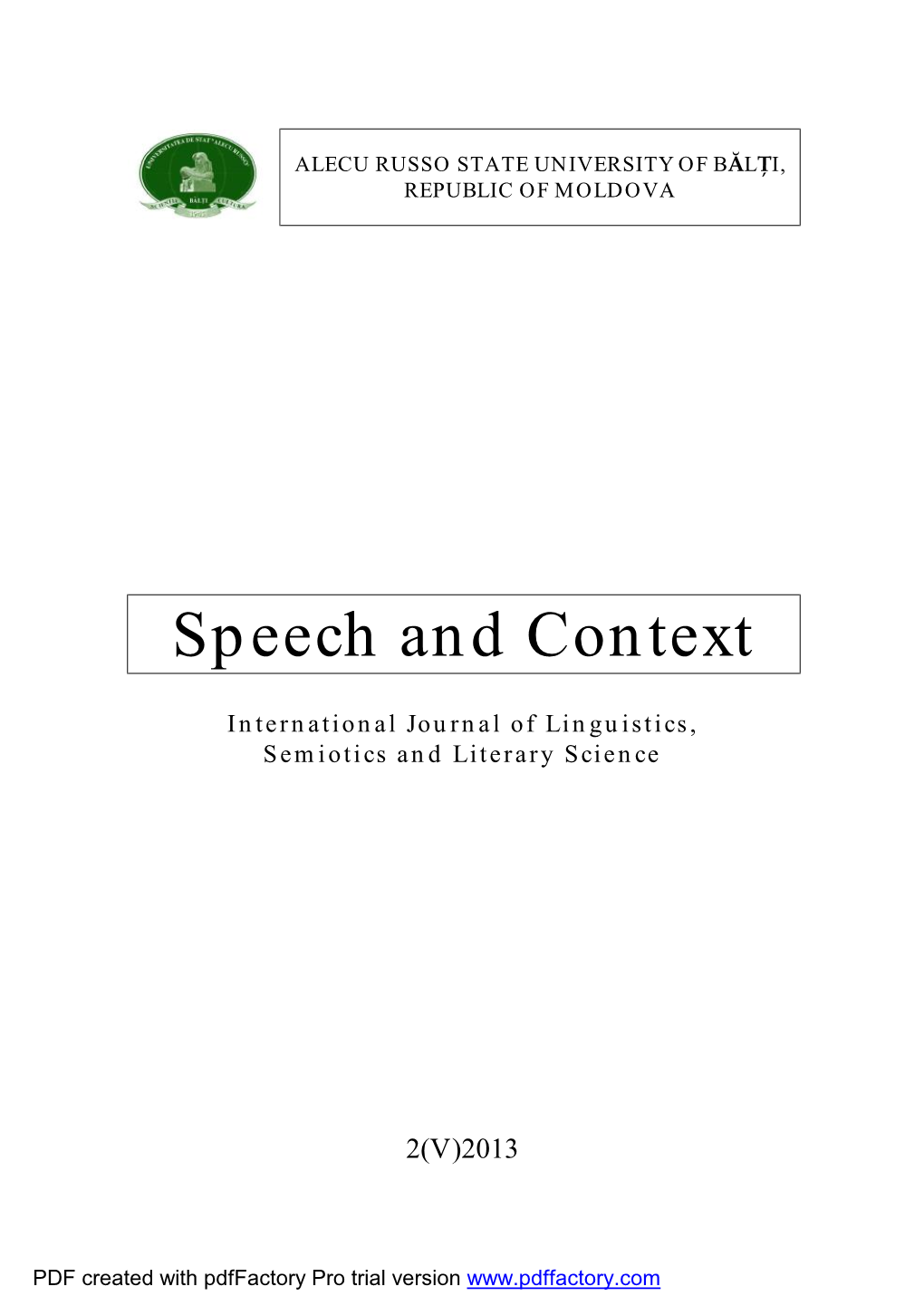 Speech and Context
