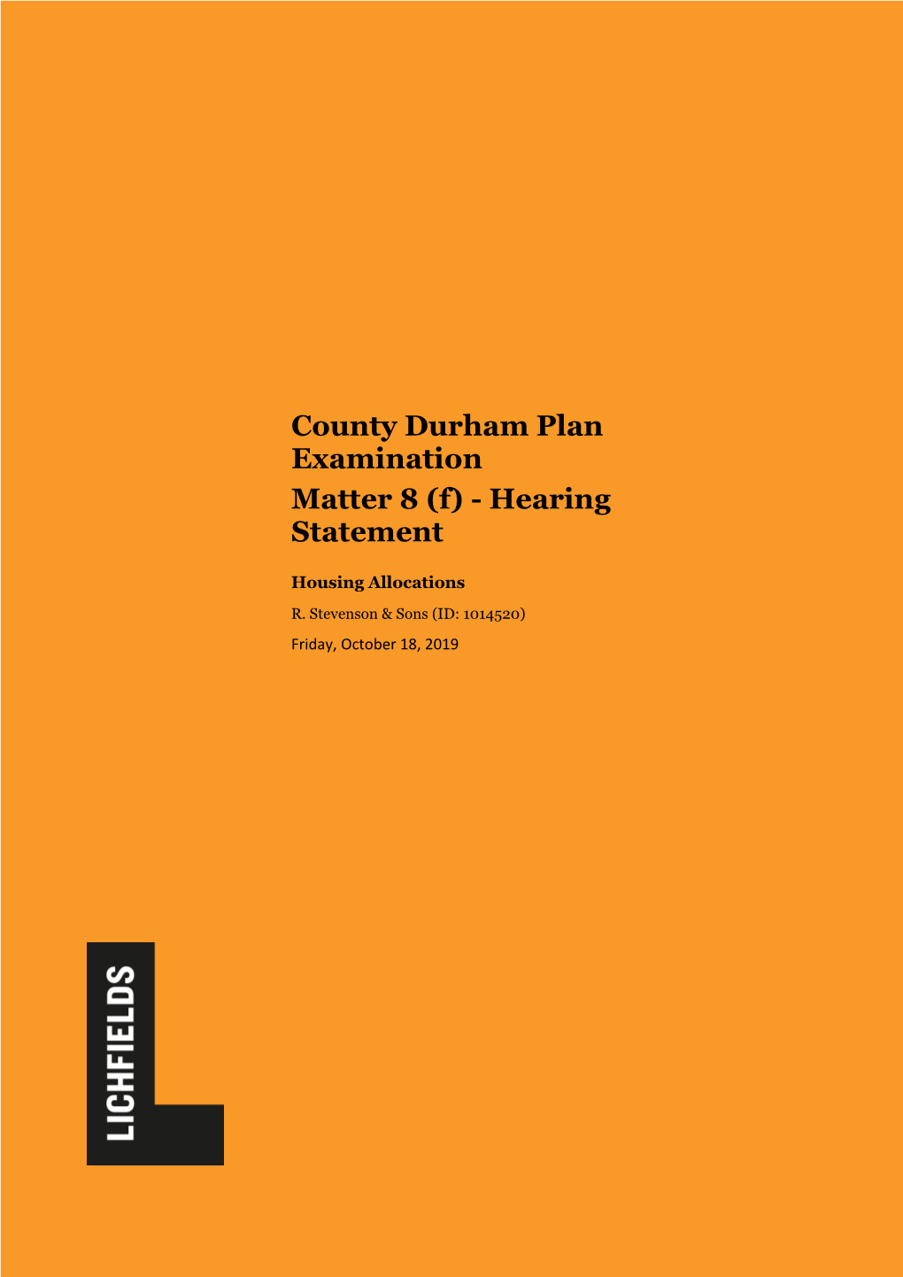 County Durham Plan Examination Matter 8 (F) - Hearing Statement