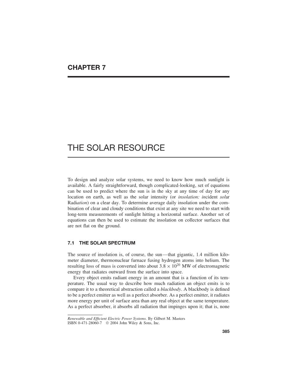 The Solar Resource