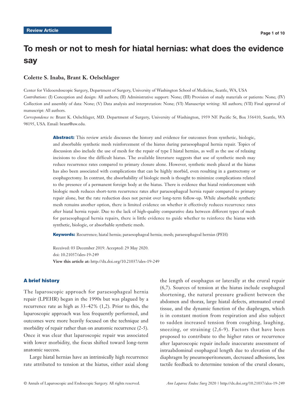 To Mesh Or Not to Mesh for Hiatal Hernias: What Does the Evidence Say