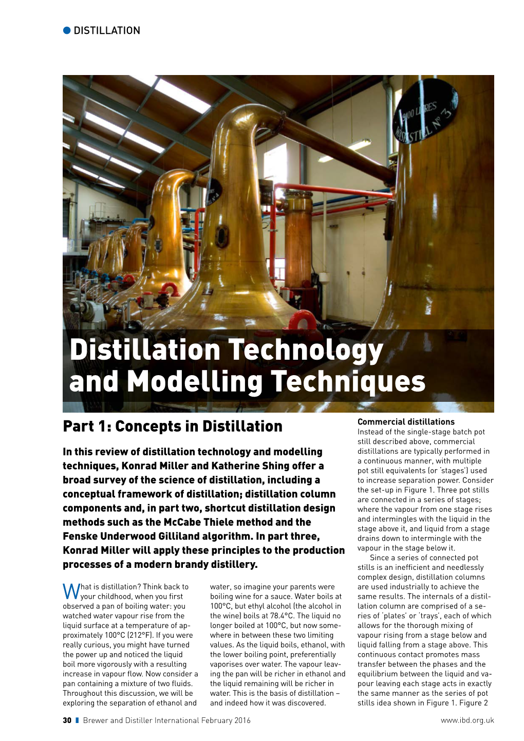 Distillation Technology and Modelling Techniques