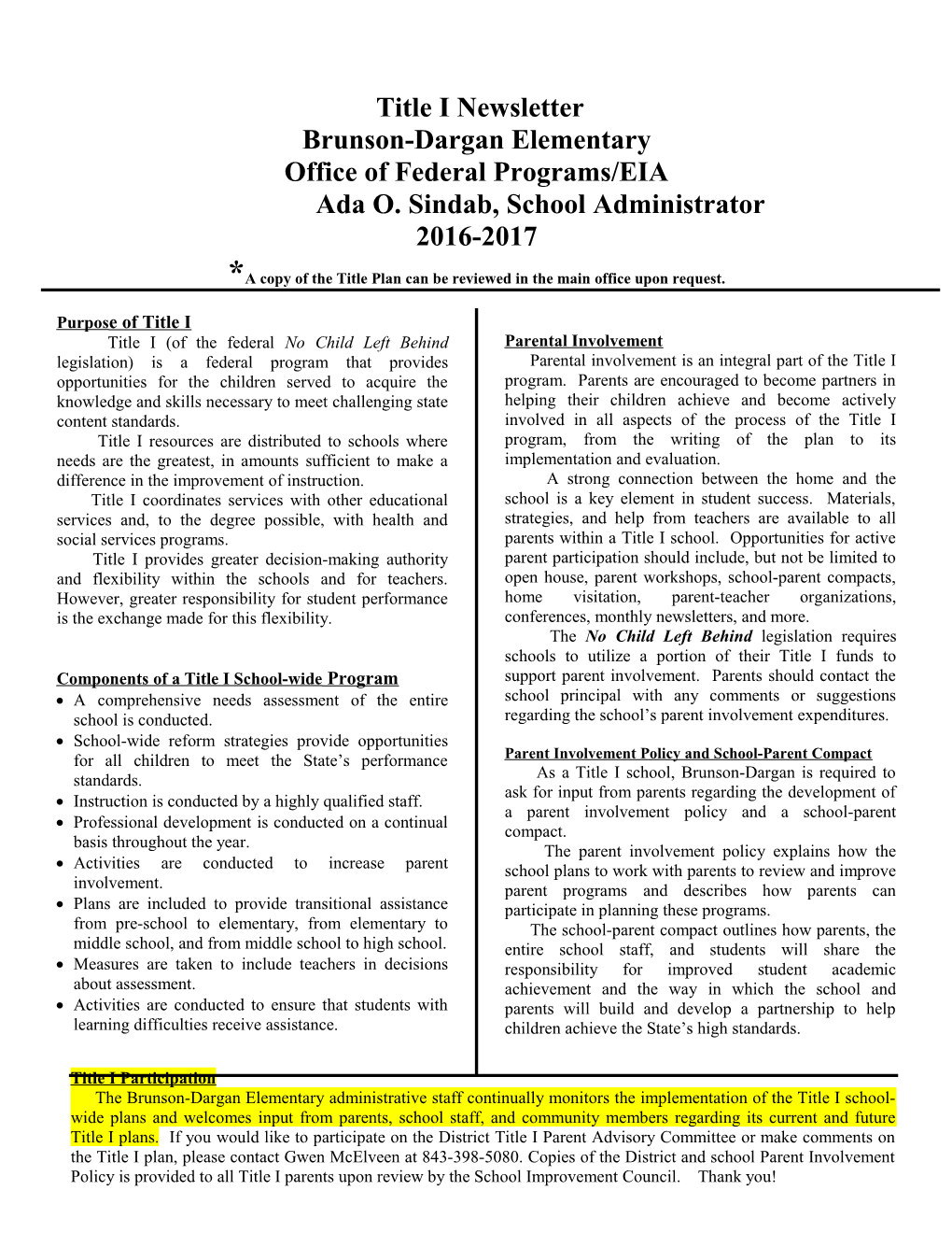 Office of Federal Programs/EIA