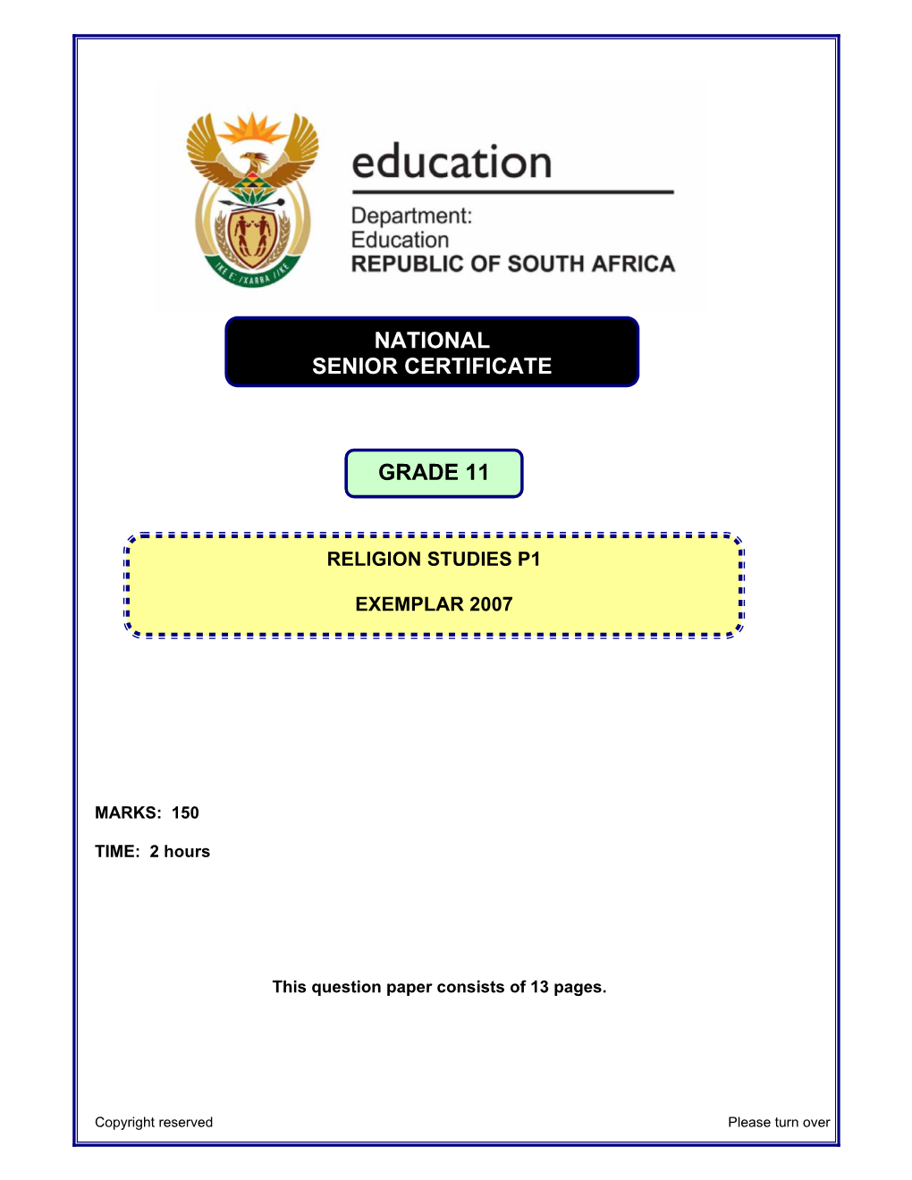 National Senior Certificate Grade 11