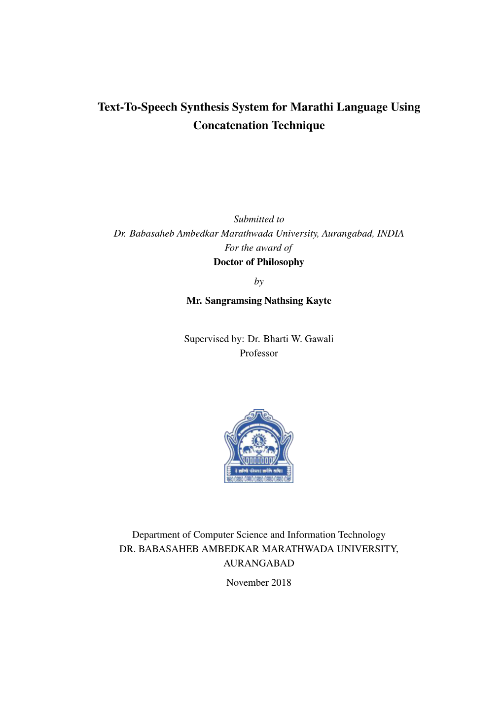 Text-To-Speech Synthesis System for Marathi Language Using Concatenation Technique