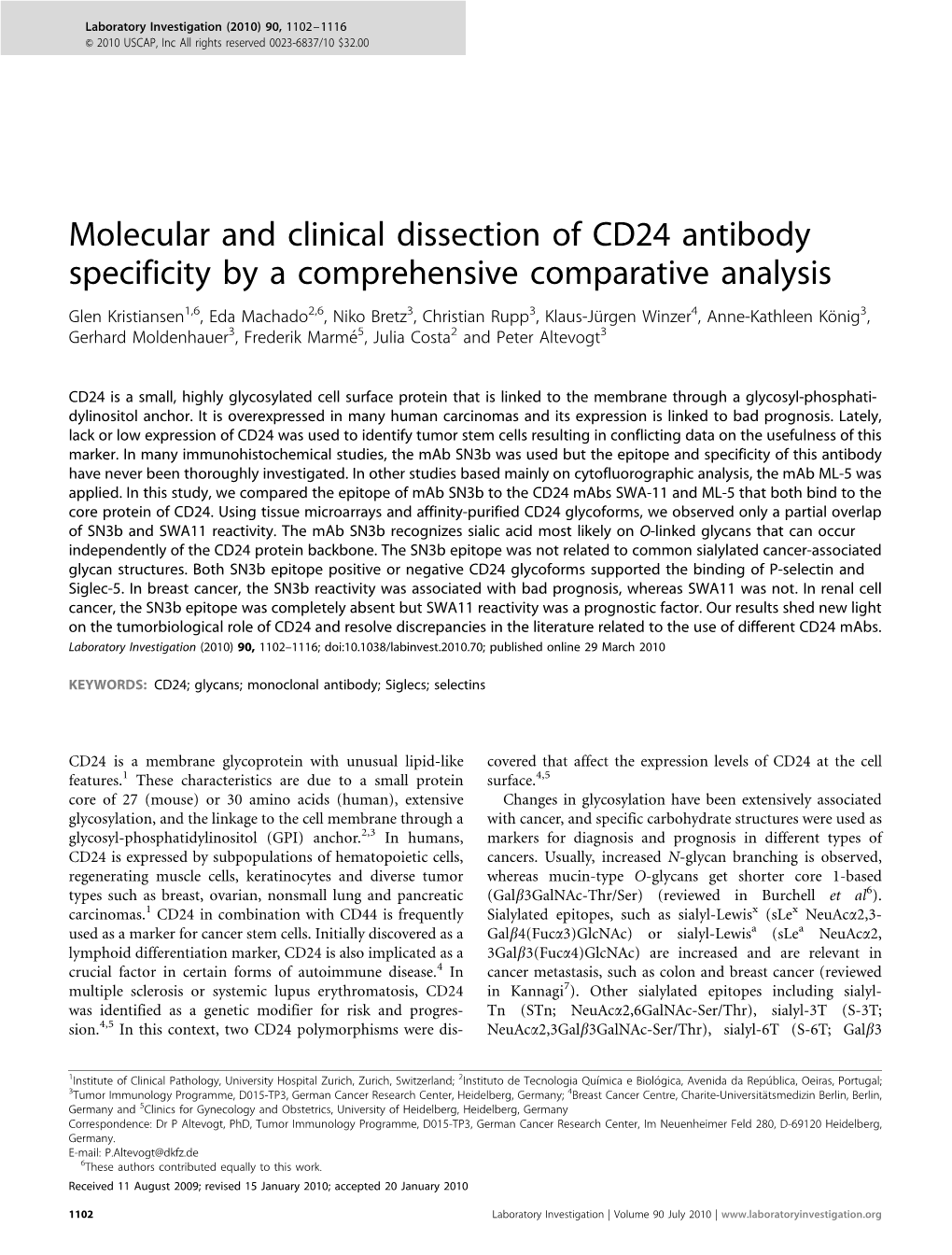 Molecular and Clinical Dissection of CD24 Antibody Specificity by A