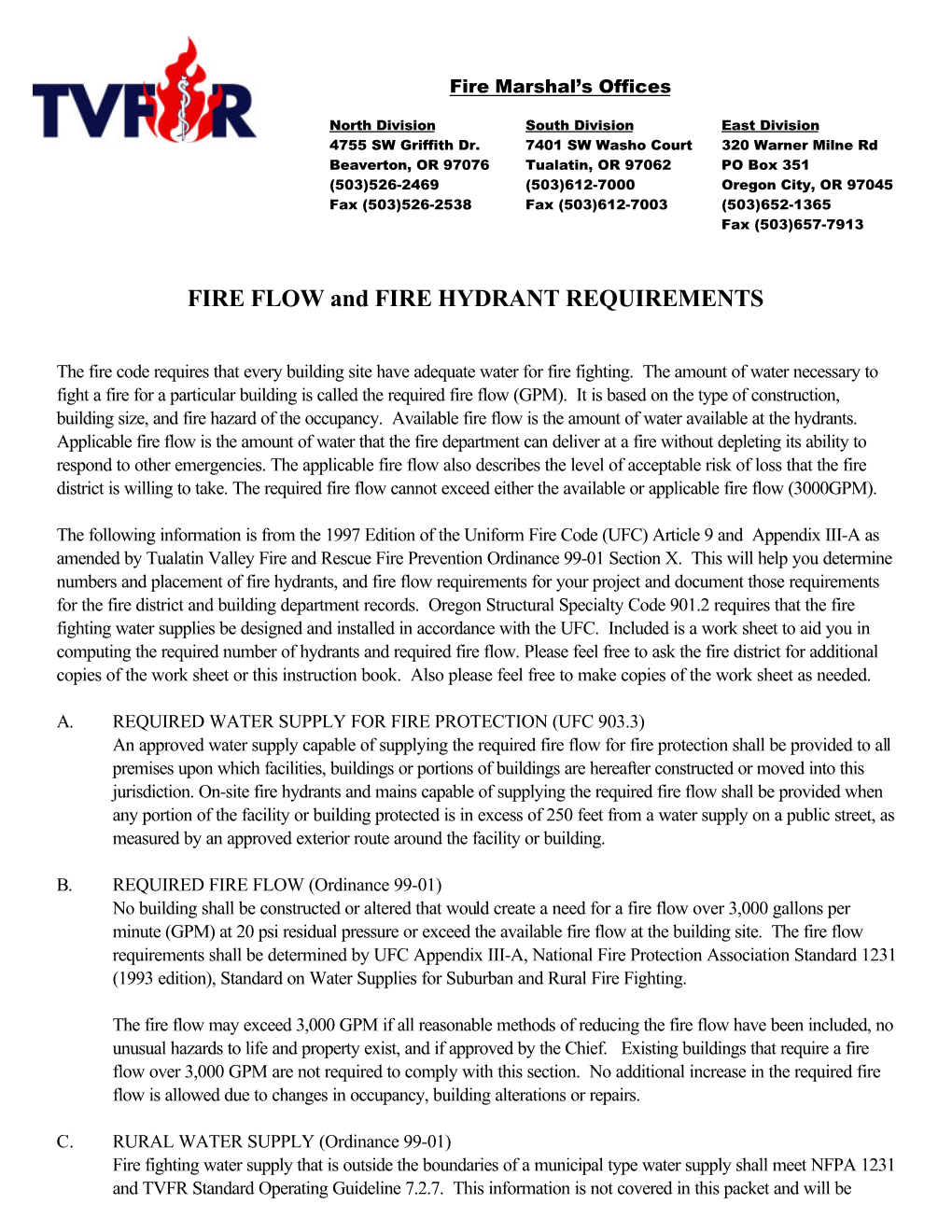 Fire Flow and Hydrant Requirements