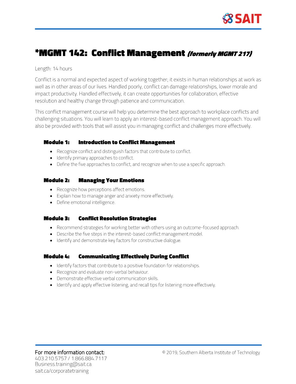 Conflict Management (Formerly MGMT 217)