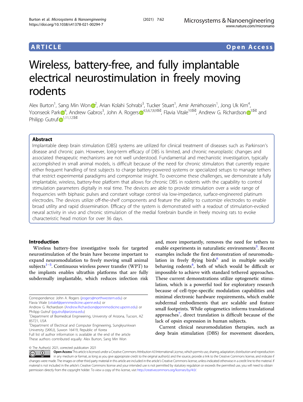 Wireless, Battery-Free, and Fully Implantable Electrical