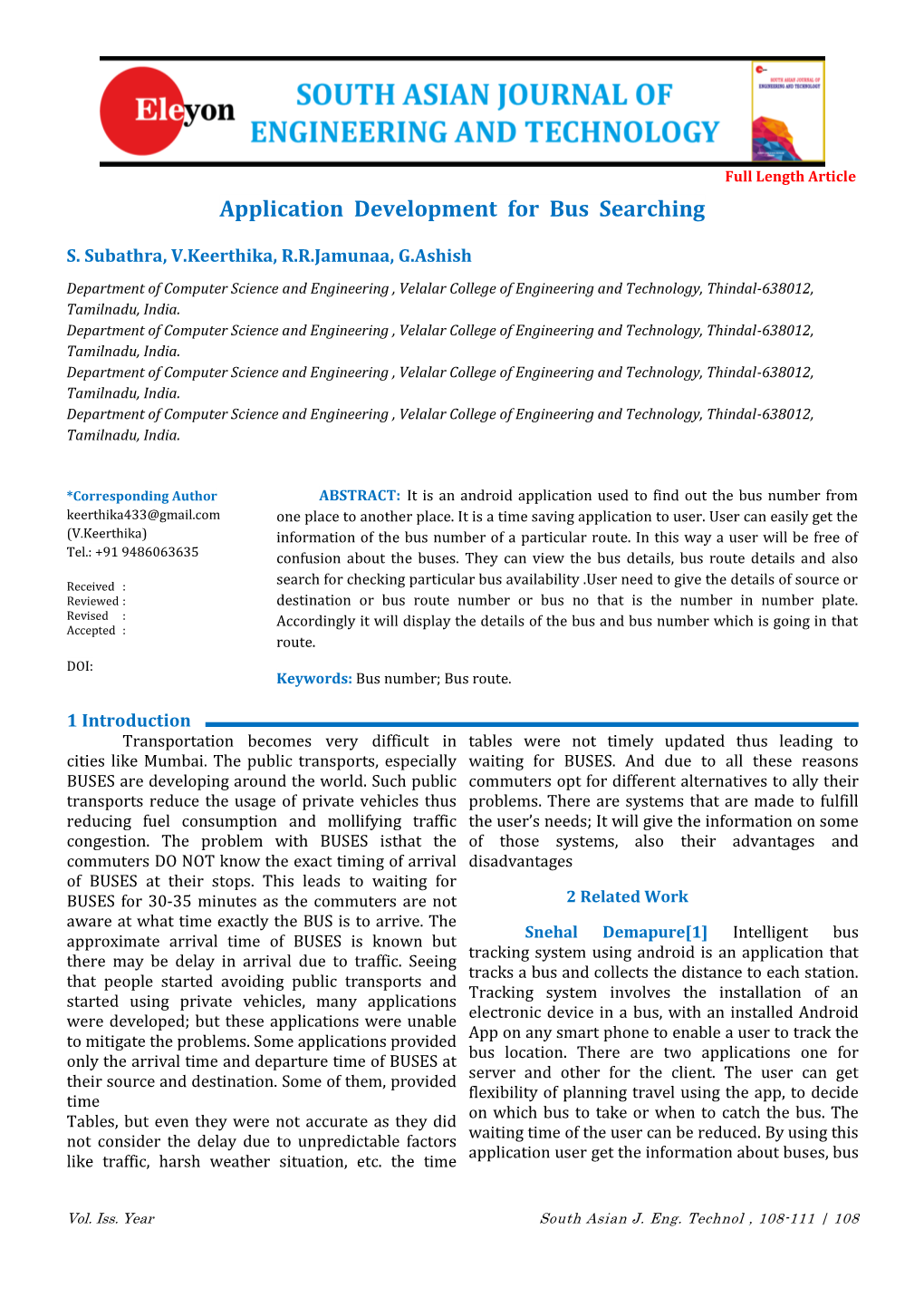 Application Development for Bus Searching