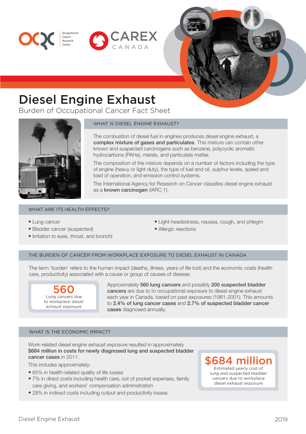 Diesel Engine Exhaust Burden of Occupational Cancer Fact Sheet