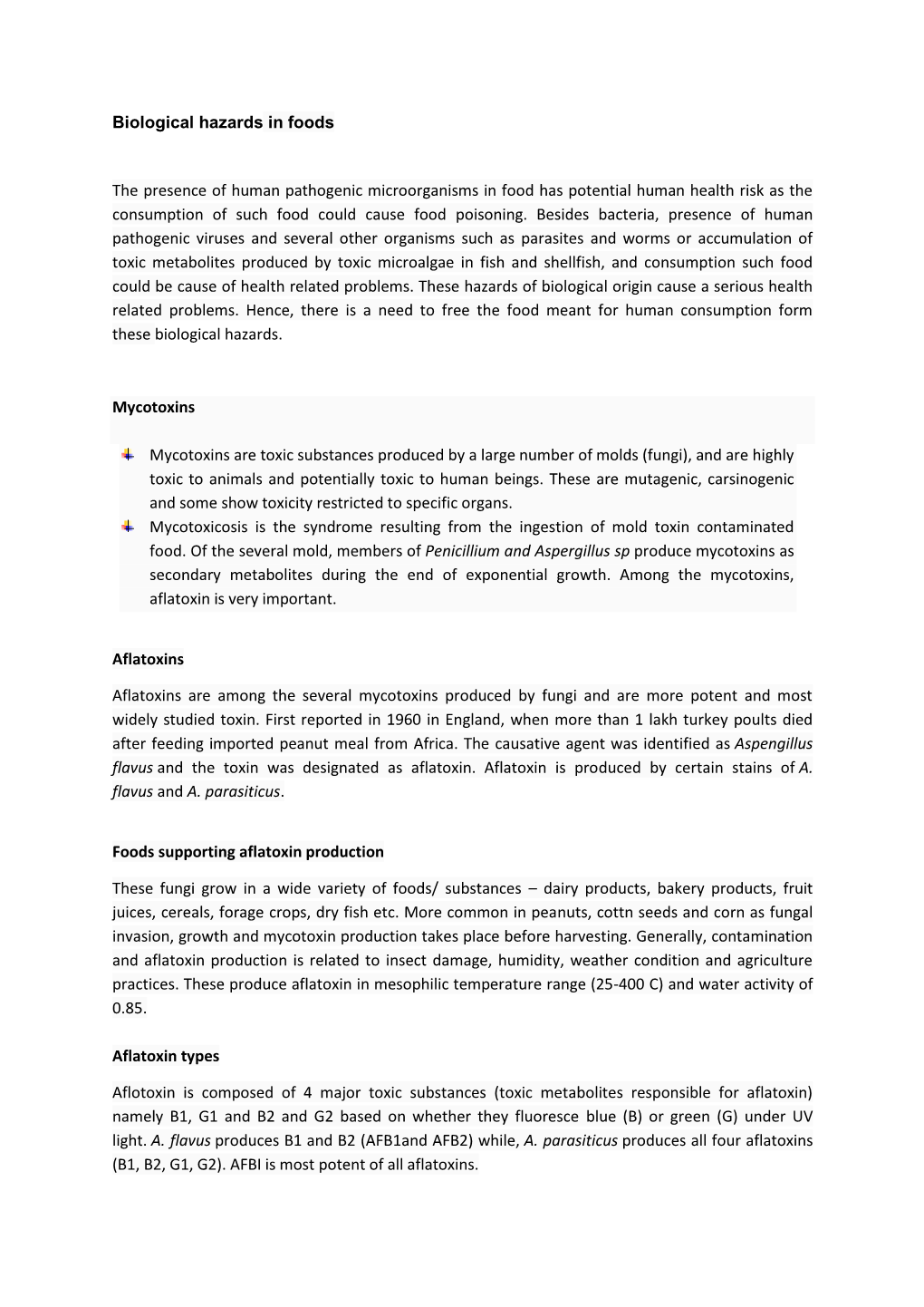 Biological Hazards in Foods the Presence of Human Pathogenic