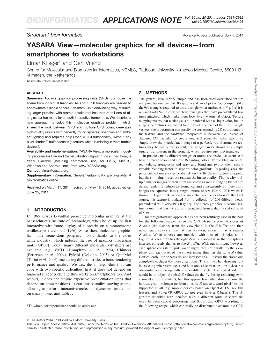 BIOINFORMATICS APPLICATIONS NOTE Doi:10.1093/Bioinformatics/Btu426